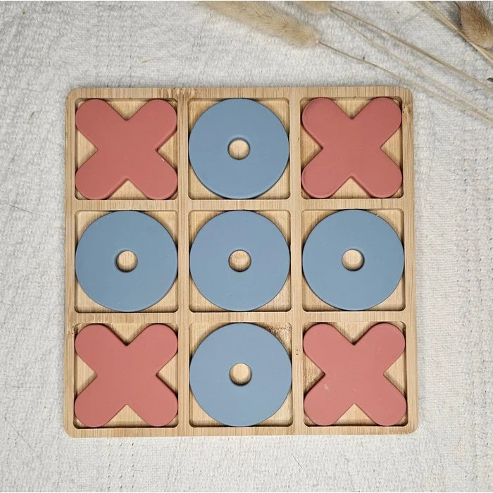 Siliconen Puzzel Tic Tac Toe - Blauw / Roze - Rammelaartje