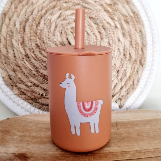 Siliconen drinkbeker met rietje Roest - Rammelaartje